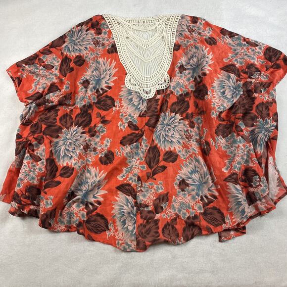 Chelsea & Theodore NWT Floral Boho Kimono Duster Plus 2X Orange - Picture 4 of 5